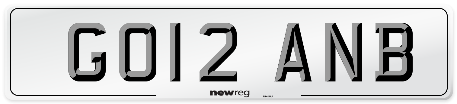 GO12 ANB Number Plate from New Reg